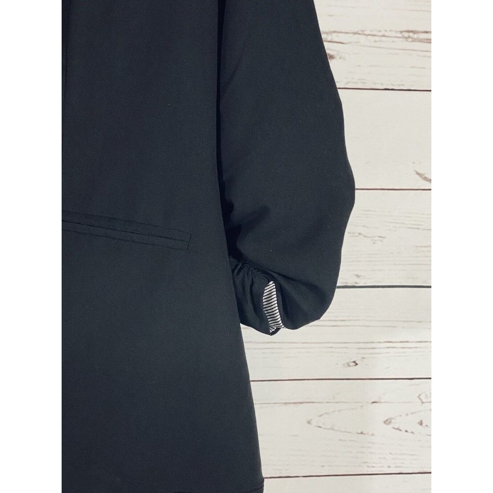 Torrid Womens Black Ruched 3/4 Sleeve Blazer Size 3 One-Button Lined Career Plus - Picture 7 of 13
